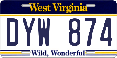 WV license plate DYW874