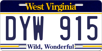 WV license plate DYW915