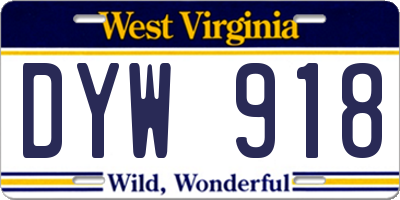 WV license plate DYW918