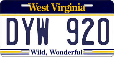 WV license plate DYW920