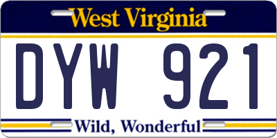 WV license plate DYW921
