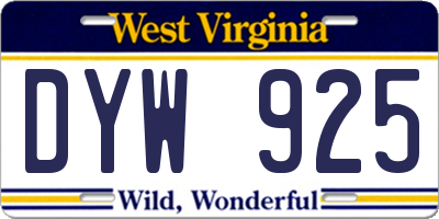 WV license plate DYW925