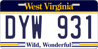 WV license plate DYW931