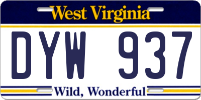 WV license plate DYW937