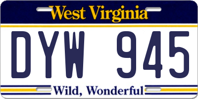WV license plate DYW945