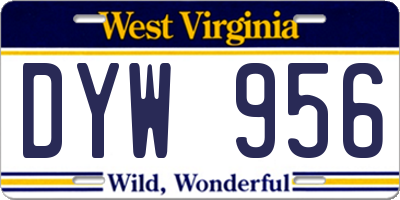 WV license plate DYW956