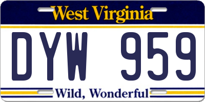 WV license plate DYW959
