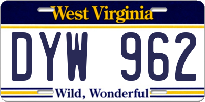 WV license plate DYW962