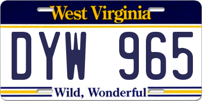 WV license plate DYW965