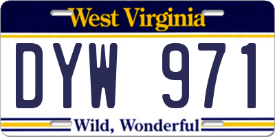 WV license plate DYW971