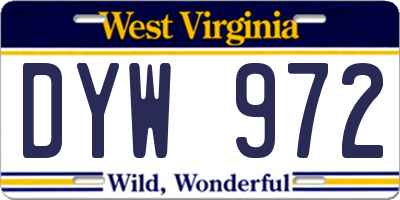 WV license plate DYW972