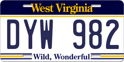 WV license plate DYW982