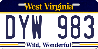 WV license plate DYW983