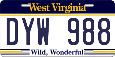 WV license plate DYW988