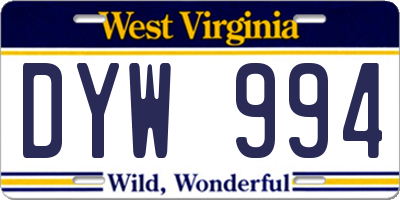 WV license plate DYW994