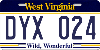 WV license plate DYX024