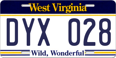 WV license plate DYX028