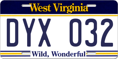 WV license plate DYX032
