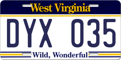 WV license plate DYX035