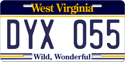 WV license plate DYX055