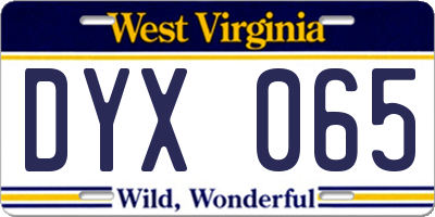 WV license plate DYX065