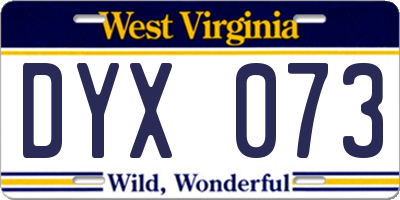 WV license plate DYX073
