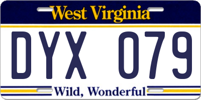 WV license plate DYX079