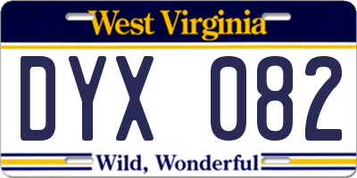 WV license plate DYX082