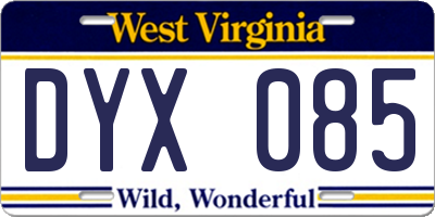 WV license plate DYX085