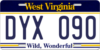 WV license plate DYX090