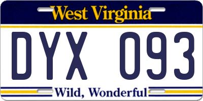 WV license plate DYX093