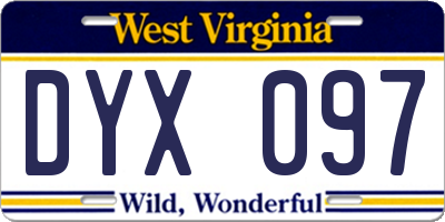 WV license plate DYX097