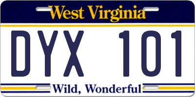 WV license plate DYX101