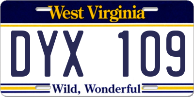 WV license plate DYX109