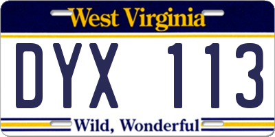 WV license plate DYX113