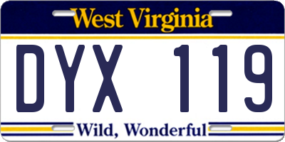 WV license plate DYX119