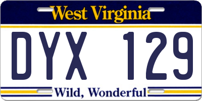 WV license plate DYX129