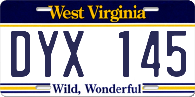 WV license plate DYX145