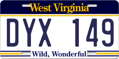 WV license plate DYX149