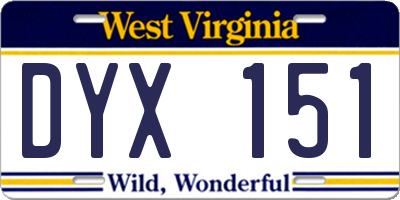 WV license plate DYX151