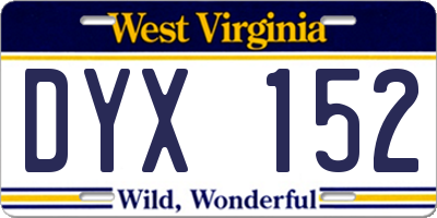 WV license plate DYX152