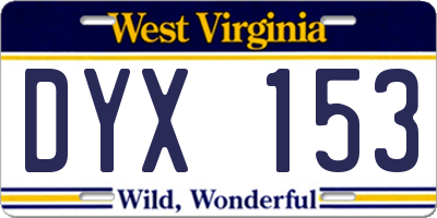 WV license plate DYX153
