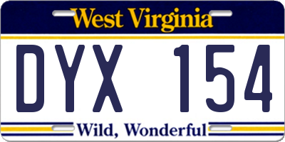 WV license plate DYX154