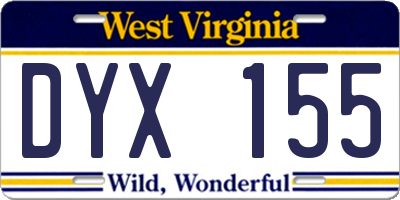 WV license plate DYX155