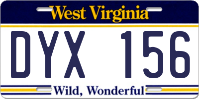 WV license plate DYX156