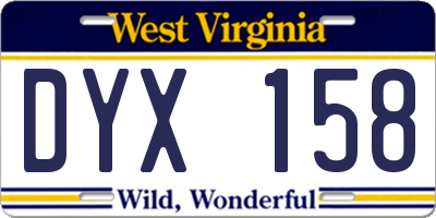 WV license plate DYX158