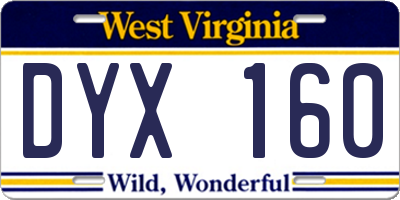 WV license plate DYX160