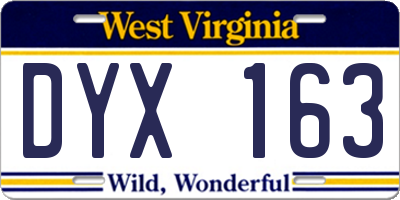 WV license plate DYX163