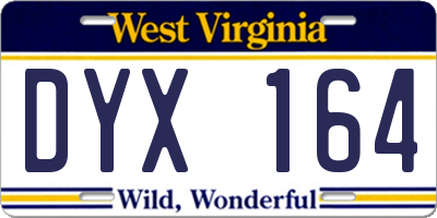 WV license plate DYX164