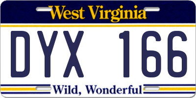 WV license plate DYX166
